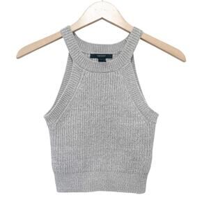 Forever 21 Gray Ribbed High Neck Tank Top Sz S